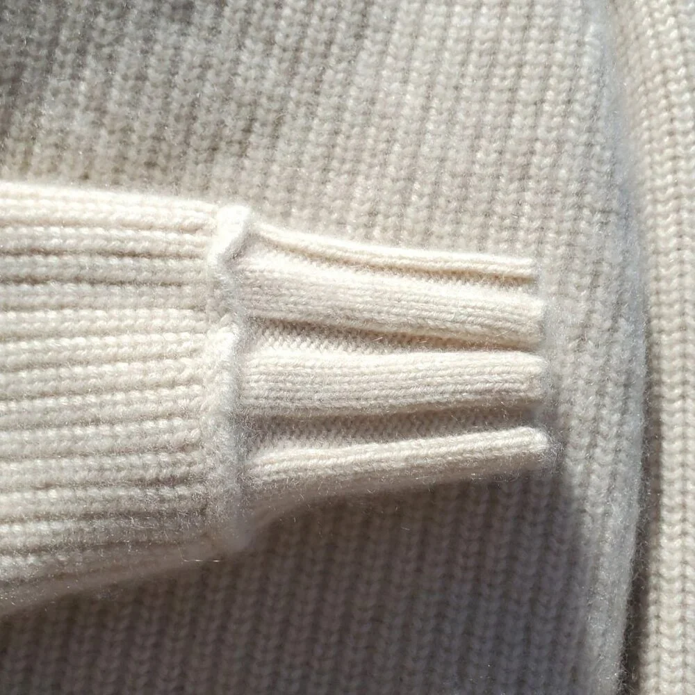 Brazeau Tricot 100% Cashmere Boxy Pullover Sweater Ivory Malibu L XL - Picture 8 of 12